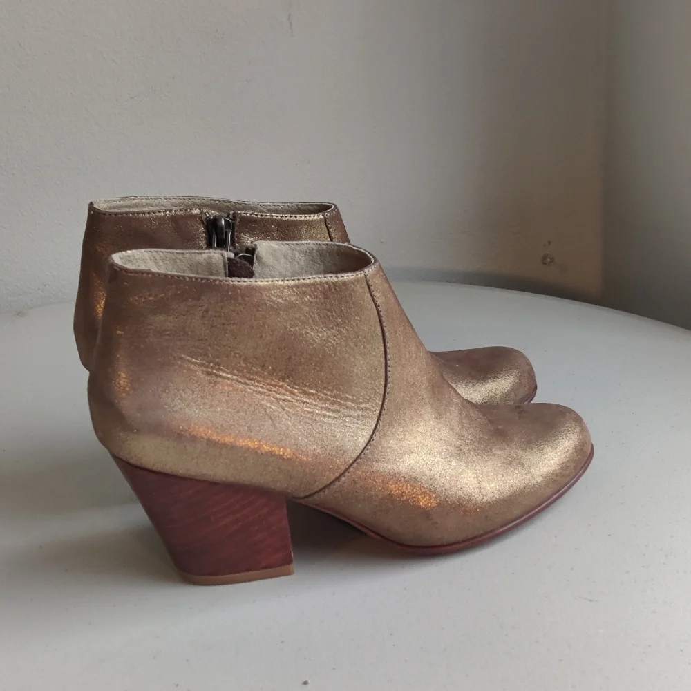 Fortress of Inca Ankle Boot Heels Antique Gold Leather Womens 6 Anthropology